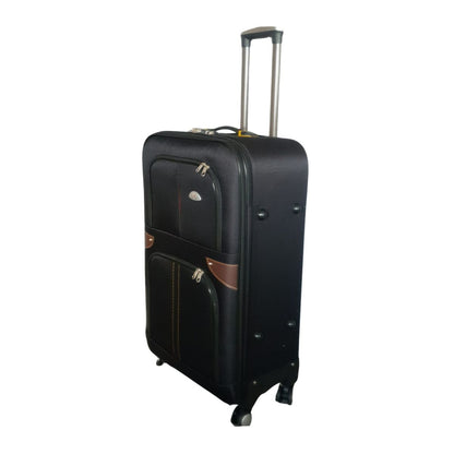 Troler voiaj, Mic, Naimeed D7180, 4 roti duble 360 grade, material textil, inchidere cifru, Negru, 36x22x55cm
