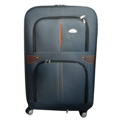 Troler voiaj, Mediu, Naimeed D7181, 4 roti duble 360 grade, material textil, inchidere cifru, Gri, 41x24x66cm