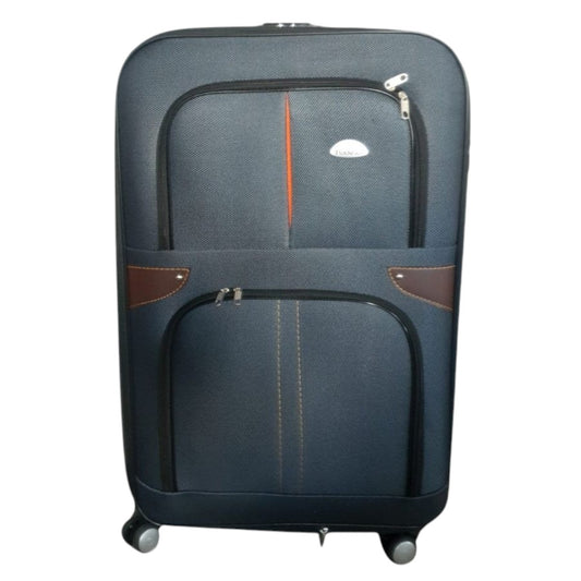 Troler voiaj, Mediu, Naimeed D7181, 4 roti duble 360 grade, material textil, inchidere cifru, Gri, 41x24x66cm