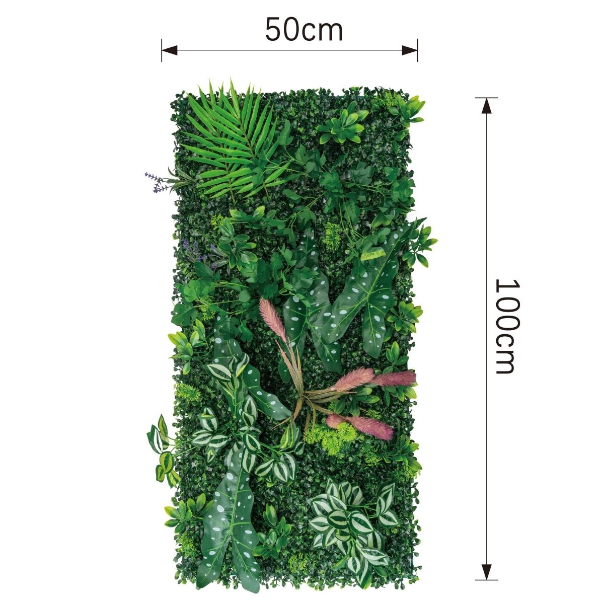 Panou din plante artificiale, cu frunze, Naimeed D7200, Verde, 100X50 cm