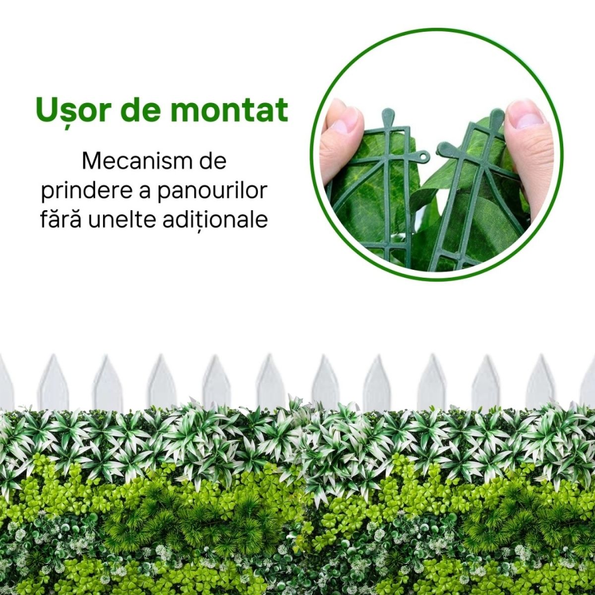 Panou din plante artificiale, cu frunze, Naimeed D7202, Verde, 100X50 cm