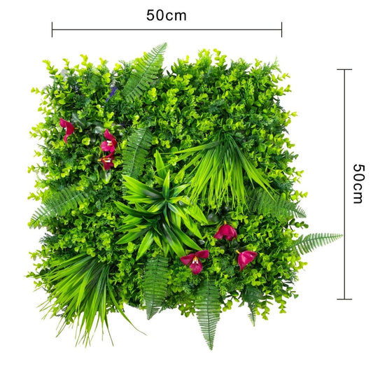 Panou din plante artificiale, cu frunze, Naimeed D7206, Verde, 50X50 cm