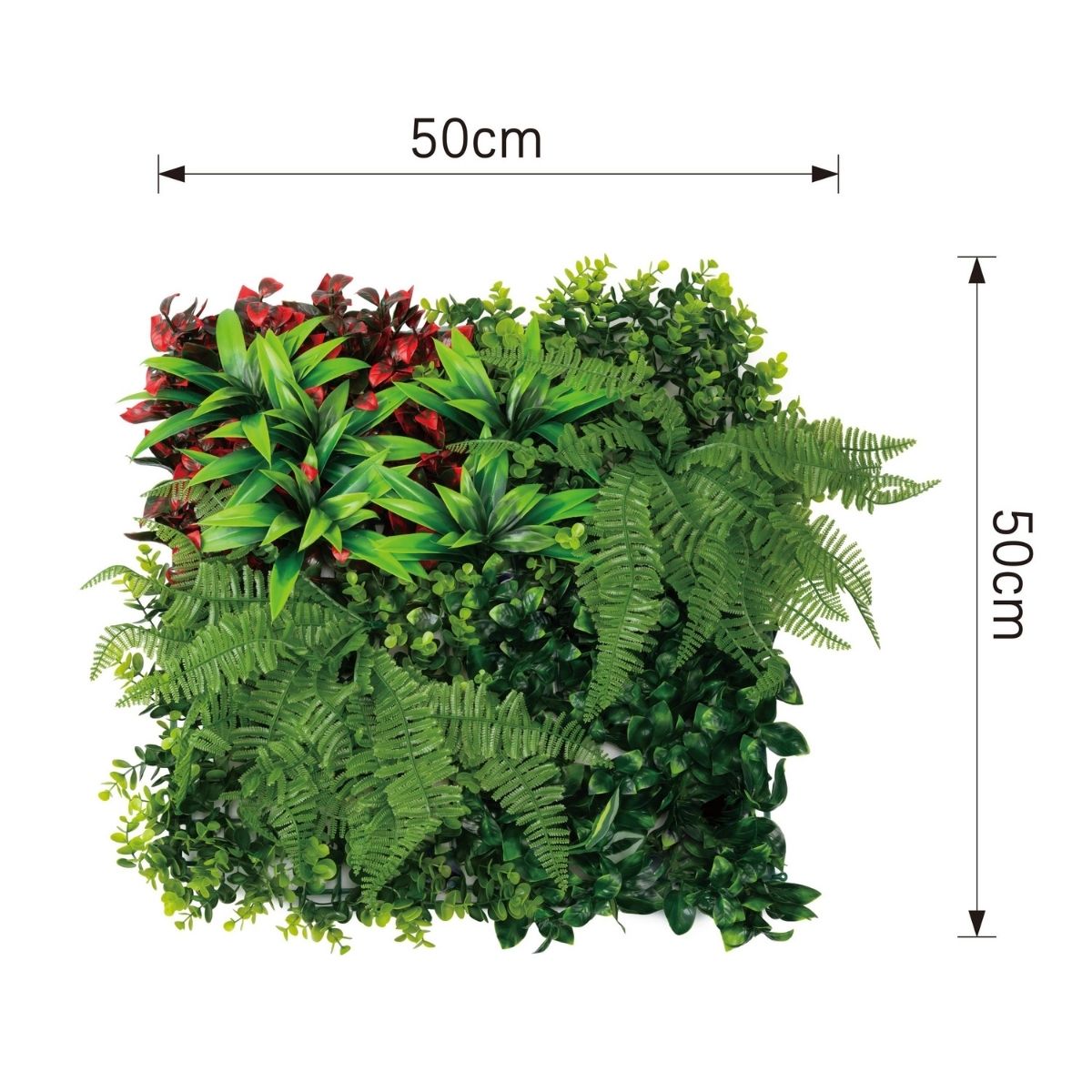 Panou din plante artificiale, cu frunze, Naimeed D7207, Verde, 50X50 cm