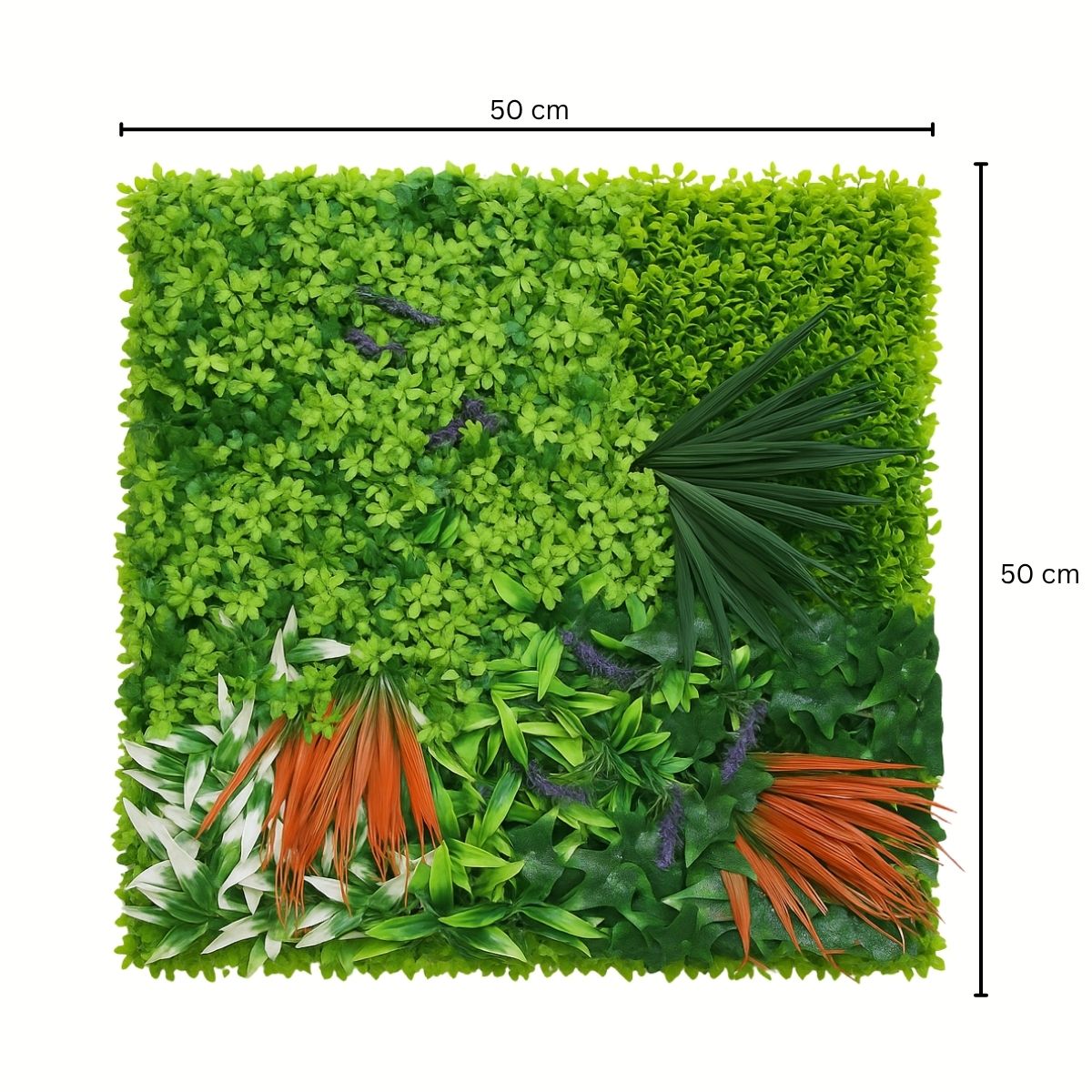 Panou din plante artificiale, cu frunze, Naimeed D7209, Verde, 50X50 cm