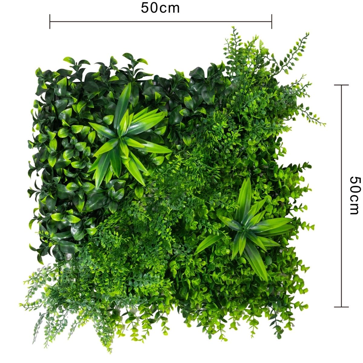 Panou din plante artificiale, cu frunze, Naimeed D7210, Verde, 50X50 cm