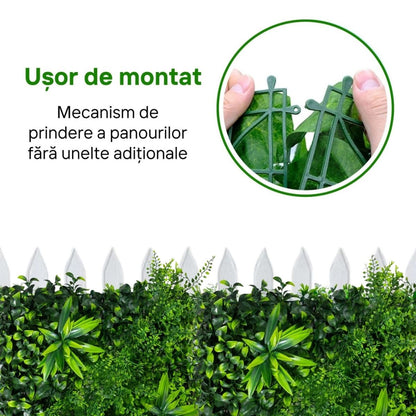 Panou din plante artificiale, cu frunze, Naimeed D7210, Verde, 50X50 cm