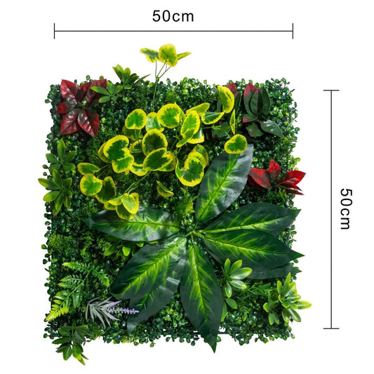 Panou din plante artificiale, cu frunze, Naimeed D7212, Verde, 50X50 cm