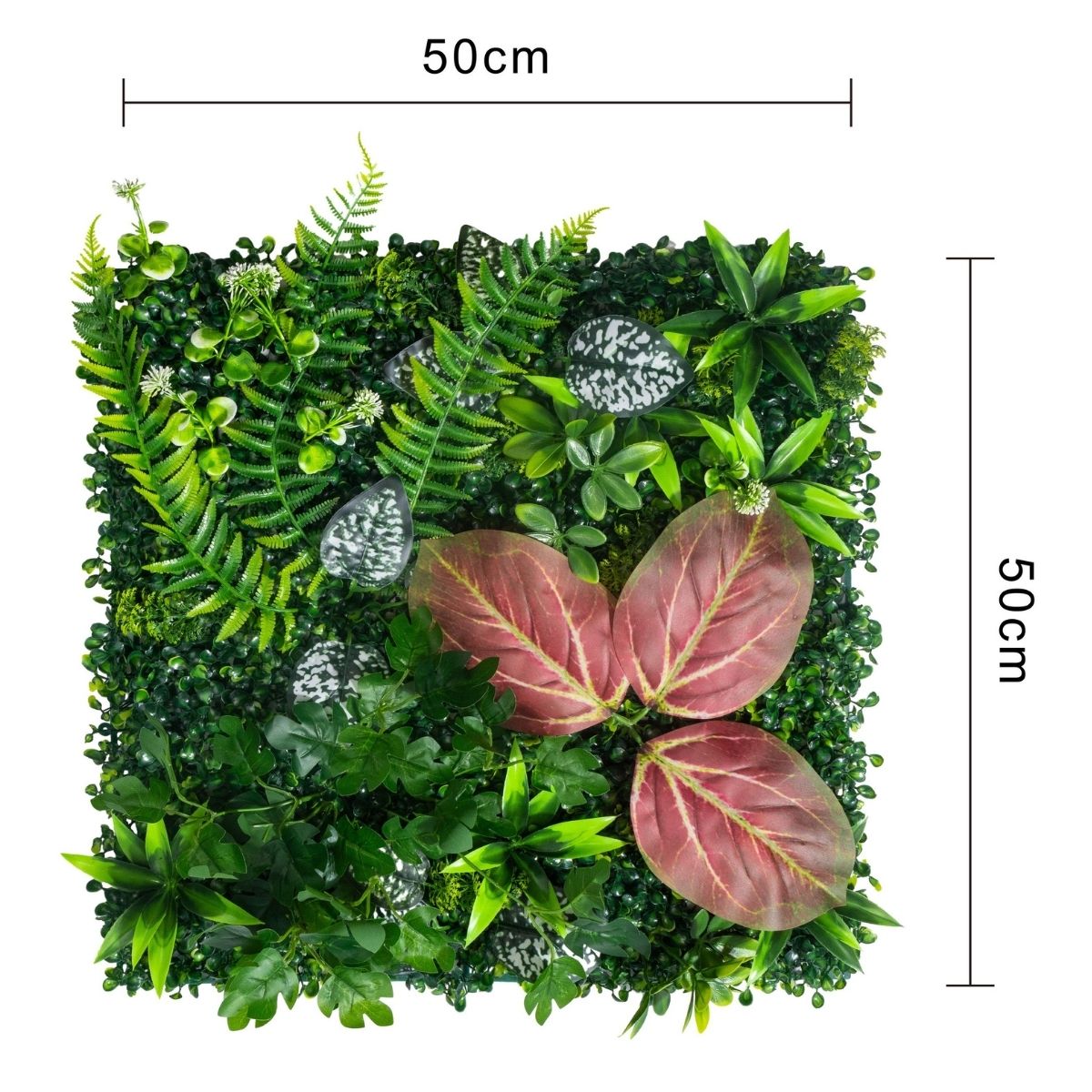 Panou din plante artificiale, cu frunze, Naimeed D7213, Verde, 50X50 cm