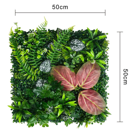 Panou din plante artificiale, cu frunze, Naimeed D7213, Verde, 50X50 cm