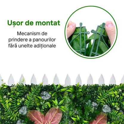 Panou din plante artificiale, cu frunze, Naimeed D7213, Verde, 50X50 cm