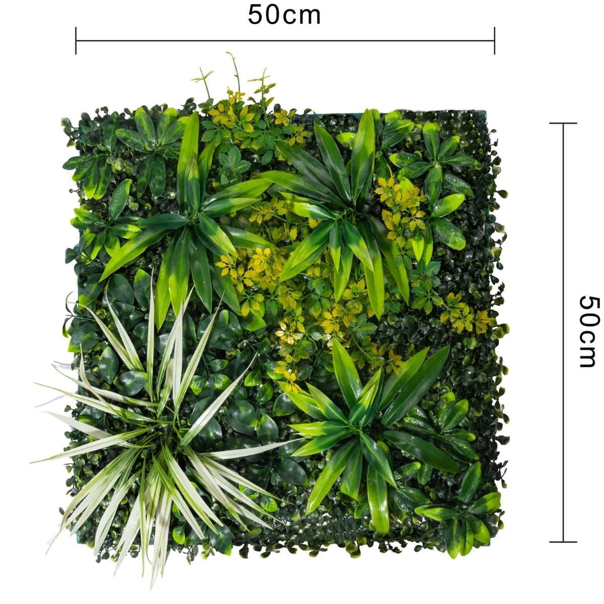 Panou din plante artificiale, cu frunze, Naimeed D7214, Verde, 50X50 cm