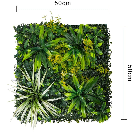 Panou din plante artificiale, cu frunze, Naimeed D7214, Verde, 50X50 cm
