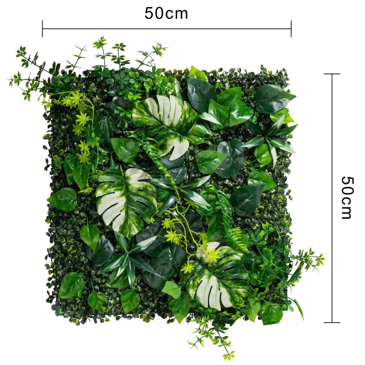 Panou din plante artificiale, cu frunze, Naimeed D7216, Verde, 50X50 cm