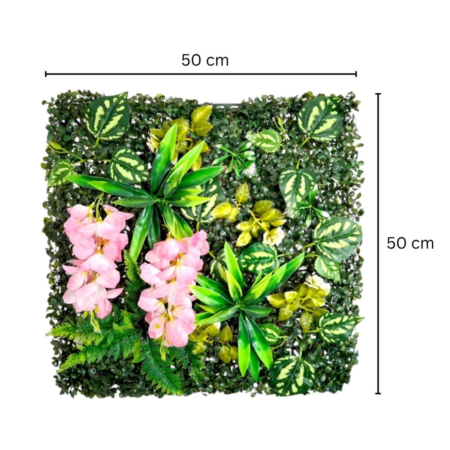 Panou din plante artificiale, cu frunze, Naimeed D7217, Verde, 50X50 cm