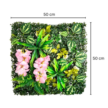Panou din plante artificiale, cu frunze, Naimeed D7217, Verde, 50X50 cm