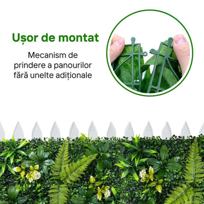 Panou din plante artificiale, cu frunze, Naimeed D7222, Verde, 40x60 cm