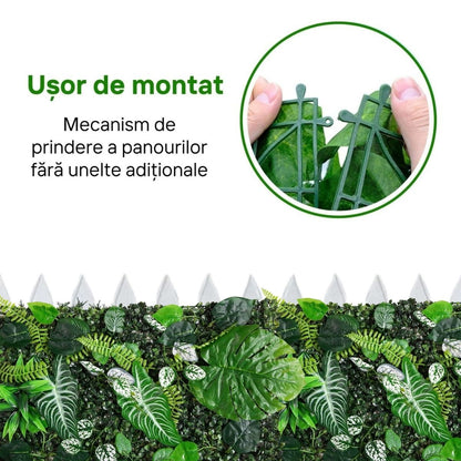 Panou din plante artificiale, cu frunze, Naimeed D7223, Verde, 40x60 cm