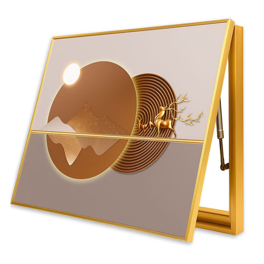 Capac tablou pentru contor electric, Naimeed D7259, mascare tablou electric, design modern si elegant, 40x50x4cm, rama aurie