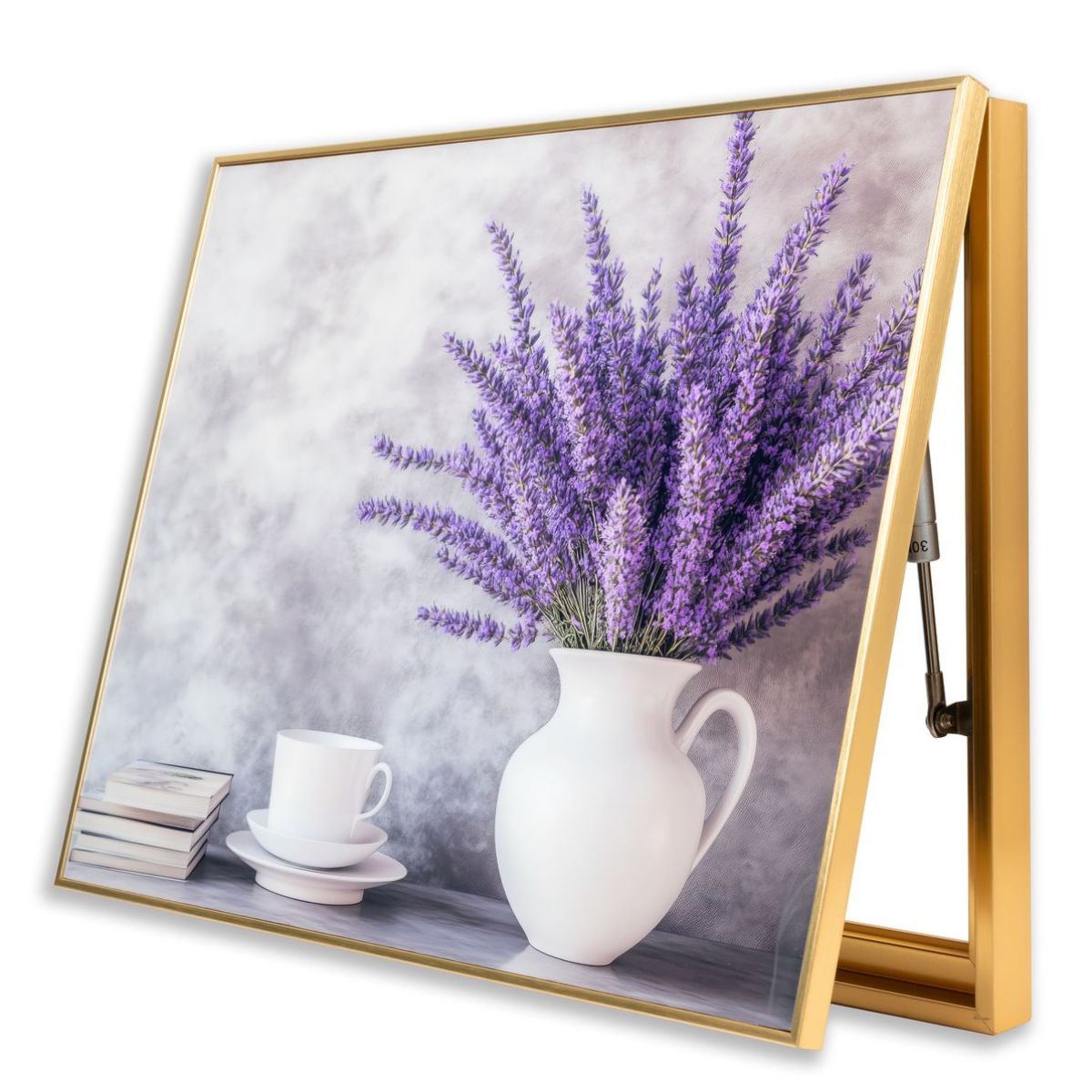 Capac tablou pentru contor electric, Naimeed D7266, mascare tablou electric, design modern si elegant, 40x50x4cm, rama aurie