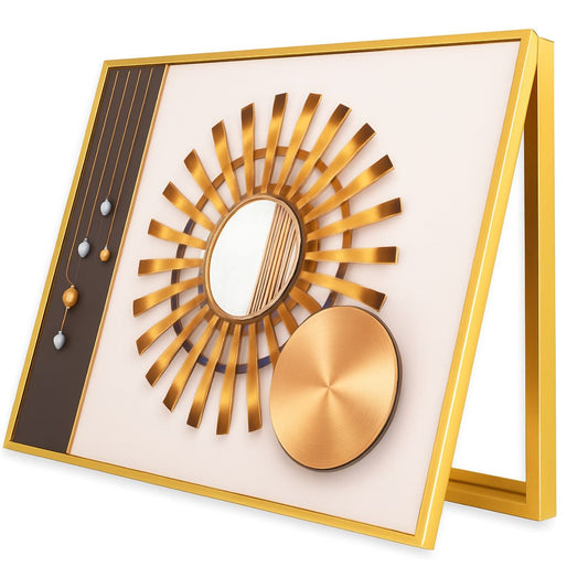Capac tablou pentru contor electric, Naimeed D7255, mascare tablou electric, design modern si elegant, 30x40x4cm, rama aurie