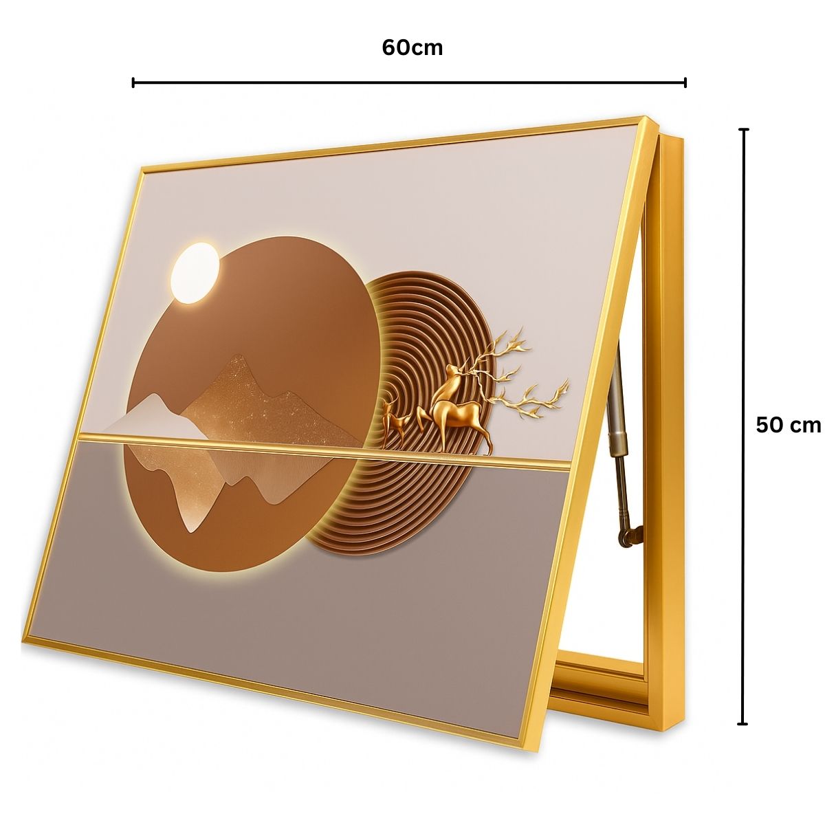 Capac tablou pentru contor electric, Naimeed D7279, mascare tablou electric, design modern si elegant, 50x60x4cm, rama aurie