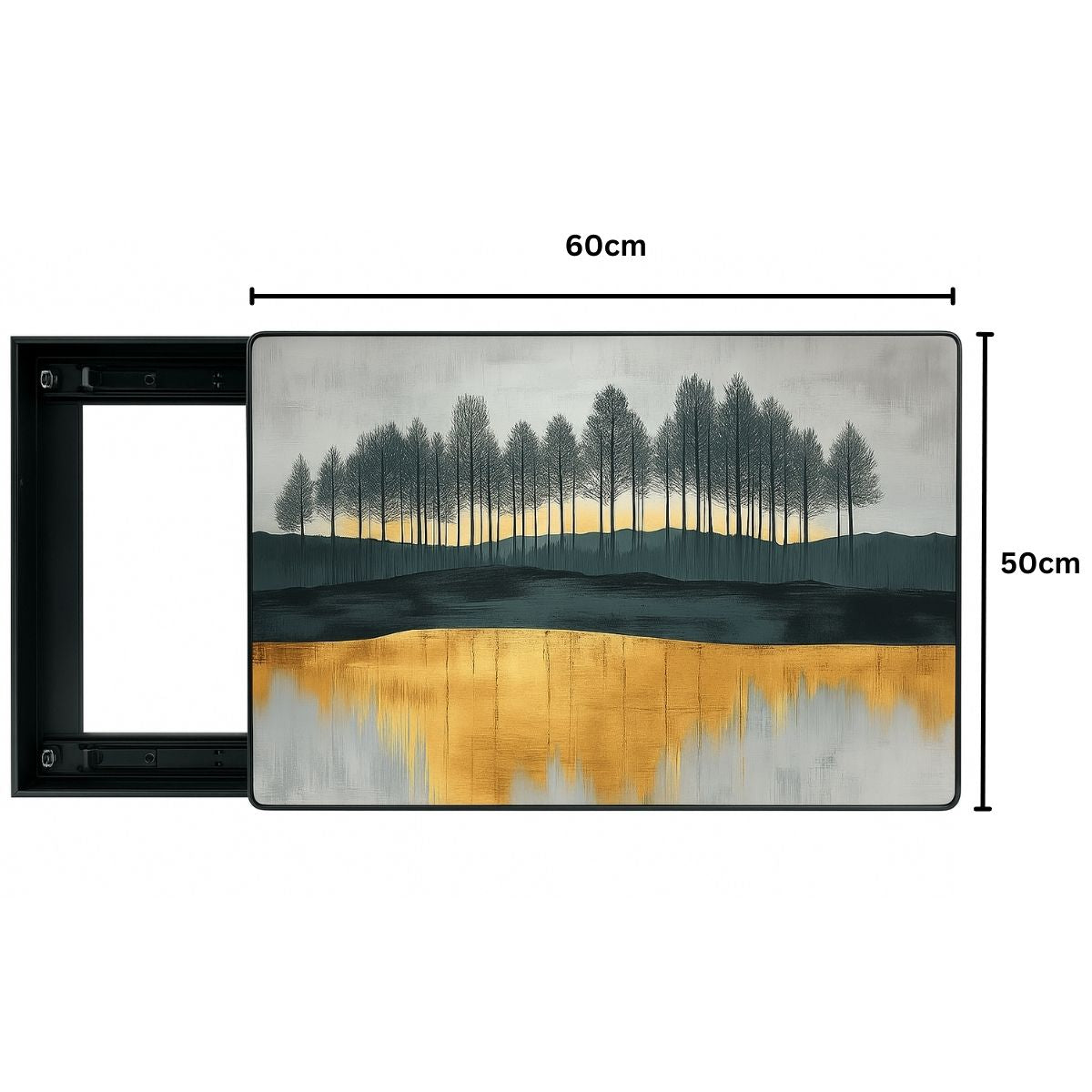 Capac tablou pentru contor electric, Naimeed D7306, mascare tablou electric, design modern si elegant, 50x60x2.8 cm, rama neagra