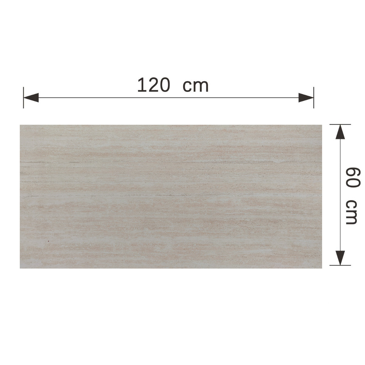 Panou decorativ din praf de piatra, Naimeed D7307, flexibil, ignifug, strat protector ceramic, rezistent la razele UV, 120x60x0.2 cm, bej travertin