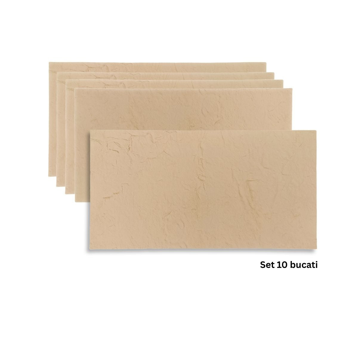 Set 10 panouri decorative din praf de piatra, Naimeed D7317, flexibile, ignifuge, strat protector ceramic, rezistente la razele UV, 120x60x0.2 cm, crem