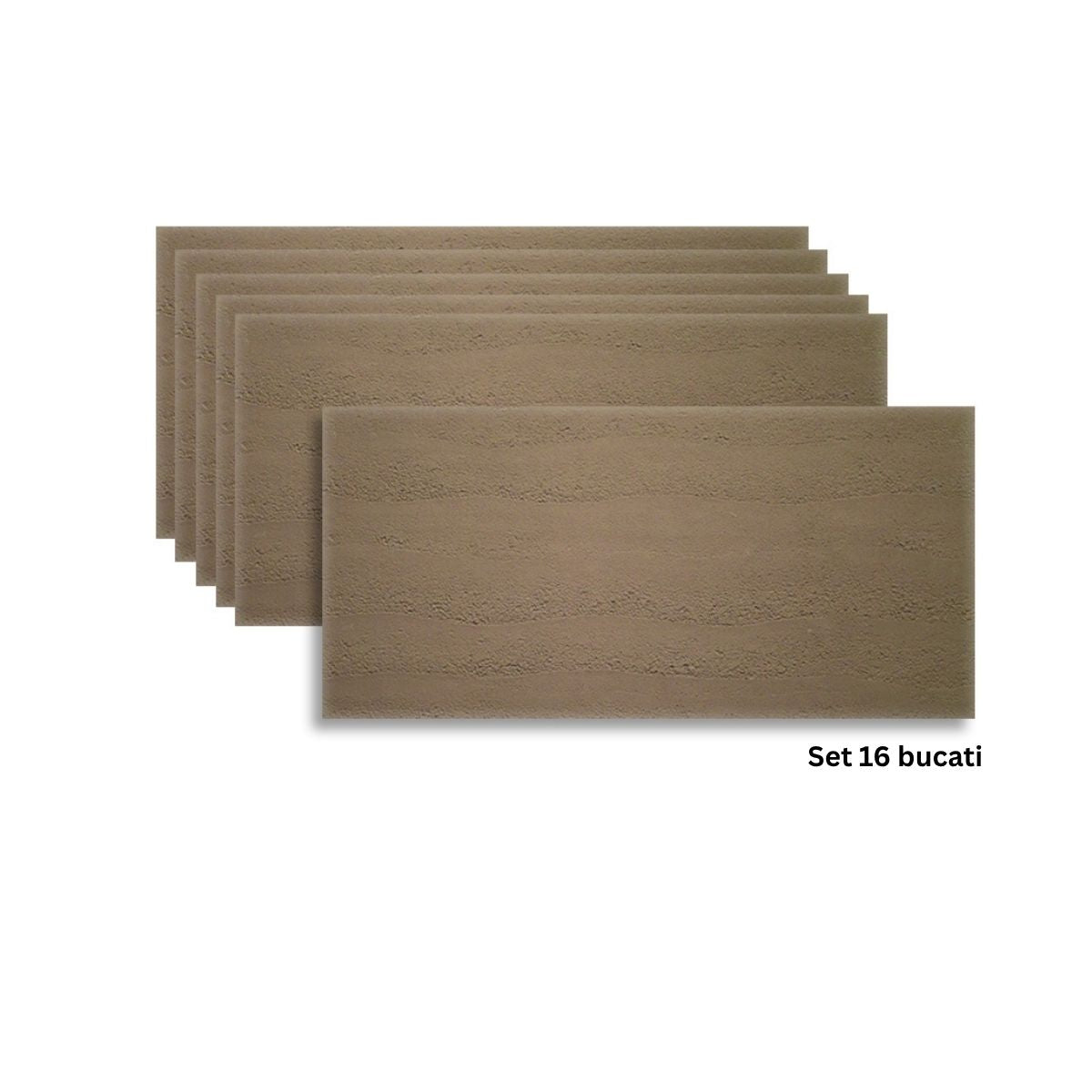 Set 16 panouri decorative din praf de piatra, Naimeed D7323, flexibile, ignifuge, strat protector ceramic, rezistente la razele UV, 120x60x0.2 cm, maro