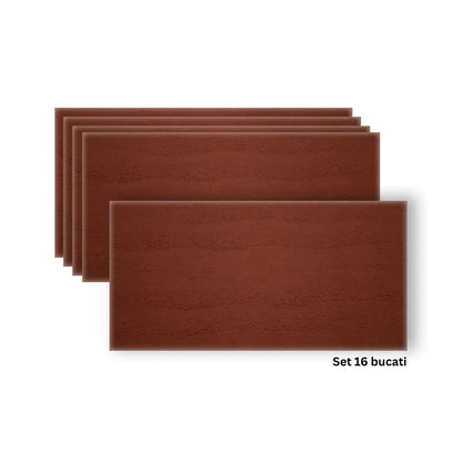 Set 16 panouri decorative din praf de piatra, Naimeed D7324, flexibile, ignifuge, strat protector ceramic, rezistente la razele UV, 120x60x0.2 cm, rosu caramiziu