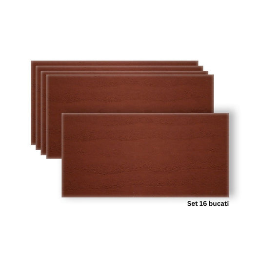 Set 16 panouri decorative din praf de piatra, Naimeed D7324, flexibile, ignifuge, strat protector ceramic, rezistente la razele UV, 120x60x0.2 cm, rosu caramiziu