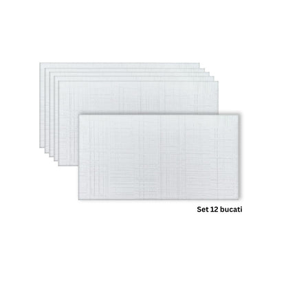 Set 12 panouri decorative din praf de piatra, Naimeed D7326, flexibile, ignifuge, strat protector ceramic, rezistente la razele UV, 120x60x0.2 cm, alb