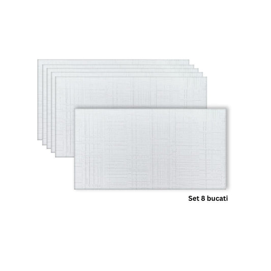Set 8 panouri decorative din praf de piatra, Naimeed D7326, flexibile, ignifuge, strat protector ceramic, rezistente la razele UV, 120x60x0.2 cm, alb