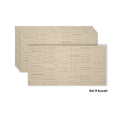 Set 9 panouri decorative din praf de piatra, Naimeed D7327, flexibile, ignifuge, rezistente la razele UV, 120x60x0.2 cm, bej vanilie