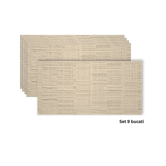 Set 9 panouri decorative din praf de piatra, Naimeed D7327, flexibile, ignifuge, rezistente la razele UV, 120x60x0.2 cm, bej vanilie
