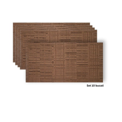 Set 10 panouri decorative din praf de piatra, Naimeed D7329, flexibile, ignifuge, strat protector ceramic, rezistente la razele UV, 120x60x0.2 cm, maro scortisoara