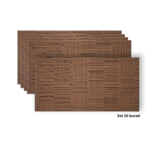 Set 10 panouri decorative din praf de piatra, Naimeed D7329, flexibile, ignifuge, strat protector ceramic, rezistente la razele UV, 120x60x0.2 cm, maro scortisoara
