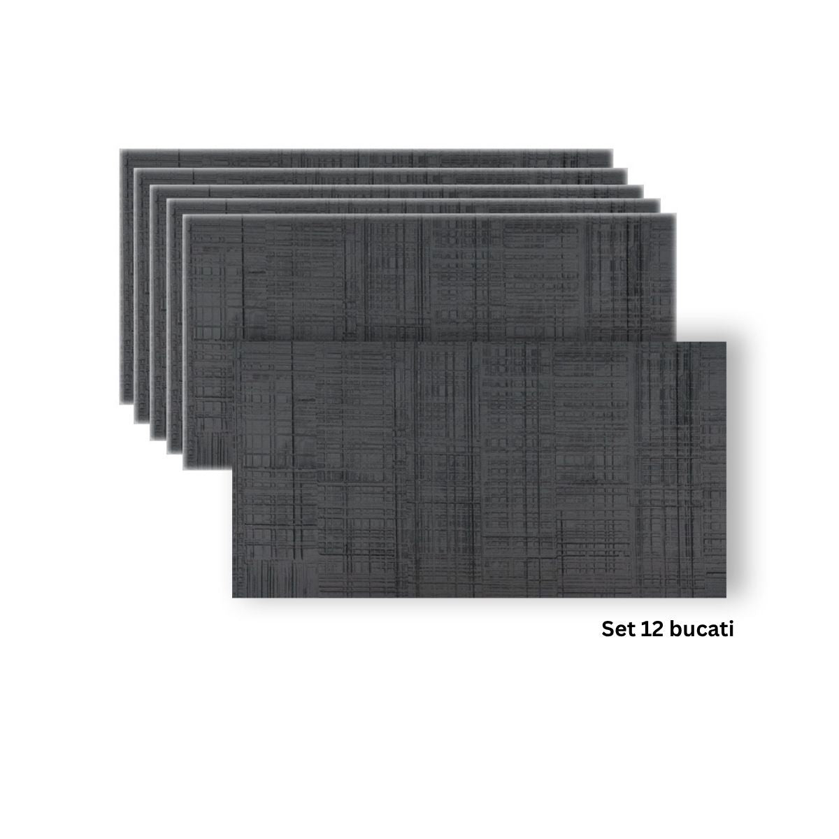 Set 12 panouri decorative din praf de piatra, Naimeed D7330, flexibile, ignifuge, strat protector ceramic, rezistente la razele UV, 120x60x0.2 cm, gri antracit