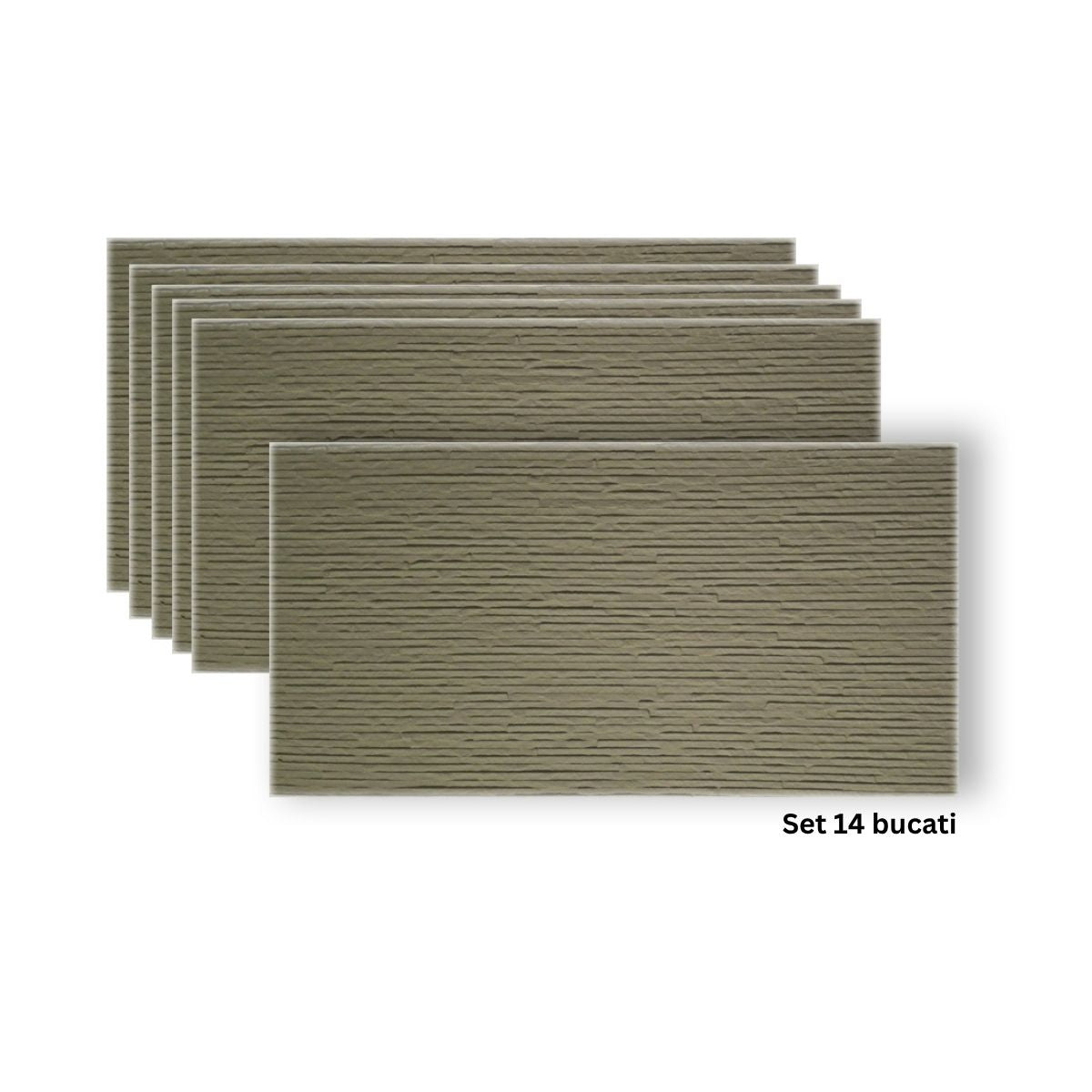 Set 14 panouri decorative din praf de piatra, Naimeed D7332, flexibile, ignifuge, strat protector ceramic, rezistente la razele UV, 120x60x0.2 cm, bej masliniu