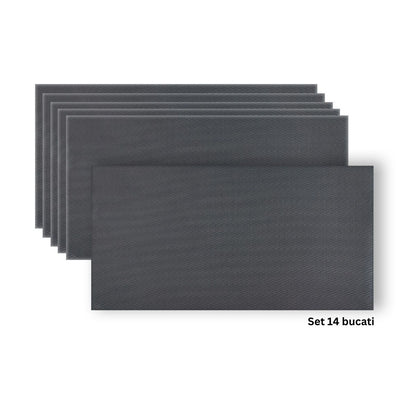 Set 14 panouri decorative din praf de piatra, Naimeed D7337, flexibile, ignifuge, strat protector ceramic, rezistente la razele UV, 120x60x0.2 cm, gri inchis