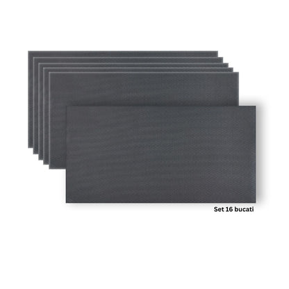 Set 16 panouri decorative din praf de piatra, Naimeed D7337, flexibile, ignifuge, strat protector ceramic, rezistente la razele UV, 120x60x0.2 cm, gri inchis