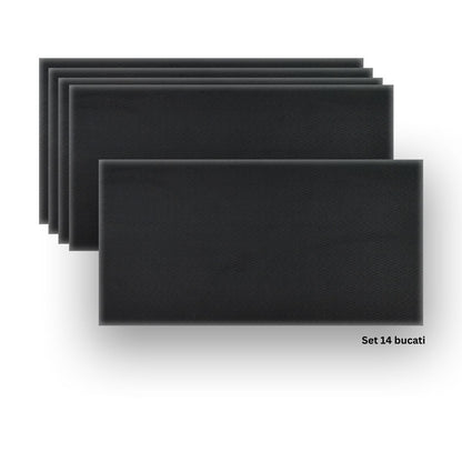 Set 14 panouri decorative din praf de piatra, Naimeed D7338, flexibile, ignifuge, strat protector ceramic, rezistente la razele UV, 120x60x0.2 cm, negru