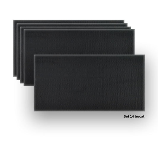Set 14 panouri decorative din praf de piatra, Naimeed D7338, flexibile, ignifuge, strat protector ceramic, rezistente la razele UV, 120x60x0.2 cm, negru