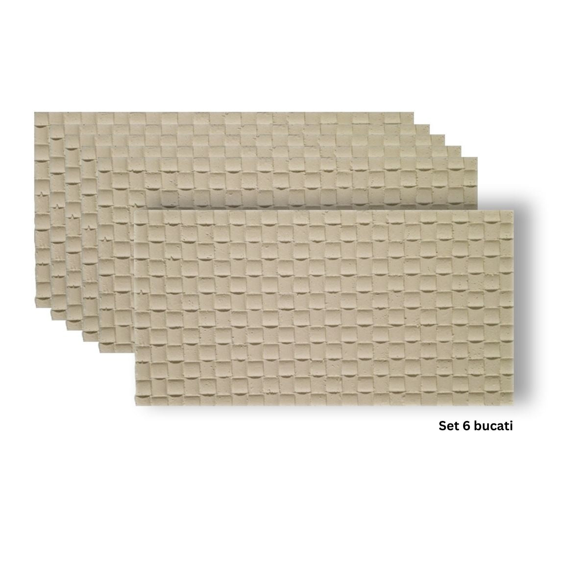 Set 6 panouri decorative din praf de piatra, Naimeed D7340, flexibile, ignifuge, strat protector ceramic, rezistente la razele UV, 120x60x0.2 cm, bej galbui