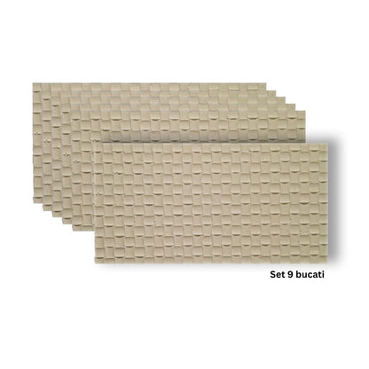Set 9 panouri decorative din praf de piatra, Naimeed D7340, flexibile, ignifuge, strat protector ceramic, rezistente la razele UV, 120x60x0.2 cm, bej galbui