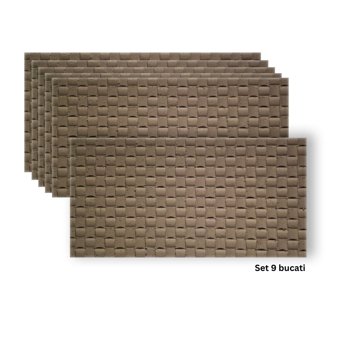 Set 9 panouri decorative din praf de piatra, Naimeed D7341, flexibile, ignifuge, strat protector ceramic, rezistente la razele UV, 120x60x0.2 cm, maro deschis