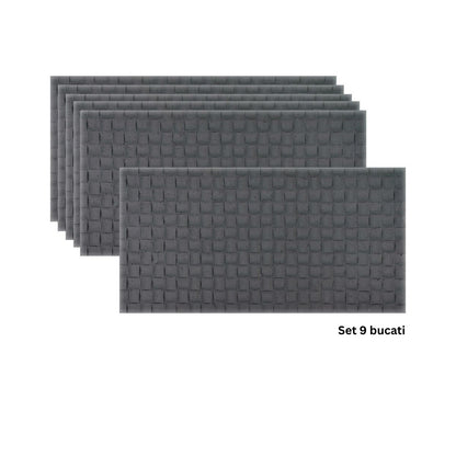 Set 9 panouri decorative din praf de piatra, Naimeed D7343, flexibile, ignifuge, strat protector ceramic, rezistente la razele UV, 120x60x0.2 cm, gri inchis