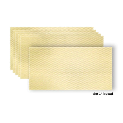 Set 14 panouri decorative din praf de piatra, Naimeed D7345, flexibile, ignifuge, strat protector ceramic, rezistente la razele UV, 120x60x0.2 cm, galben pal