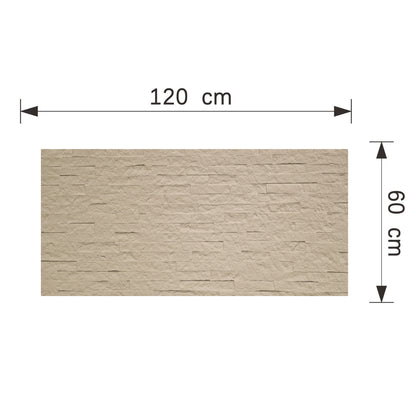 Panou decorativ din praf de piatra, Naimeed D7351, flexibil, ignifug, strat protector ceramic, rezistent la razele UV, 120x60x0.2 cm, bej vanilie