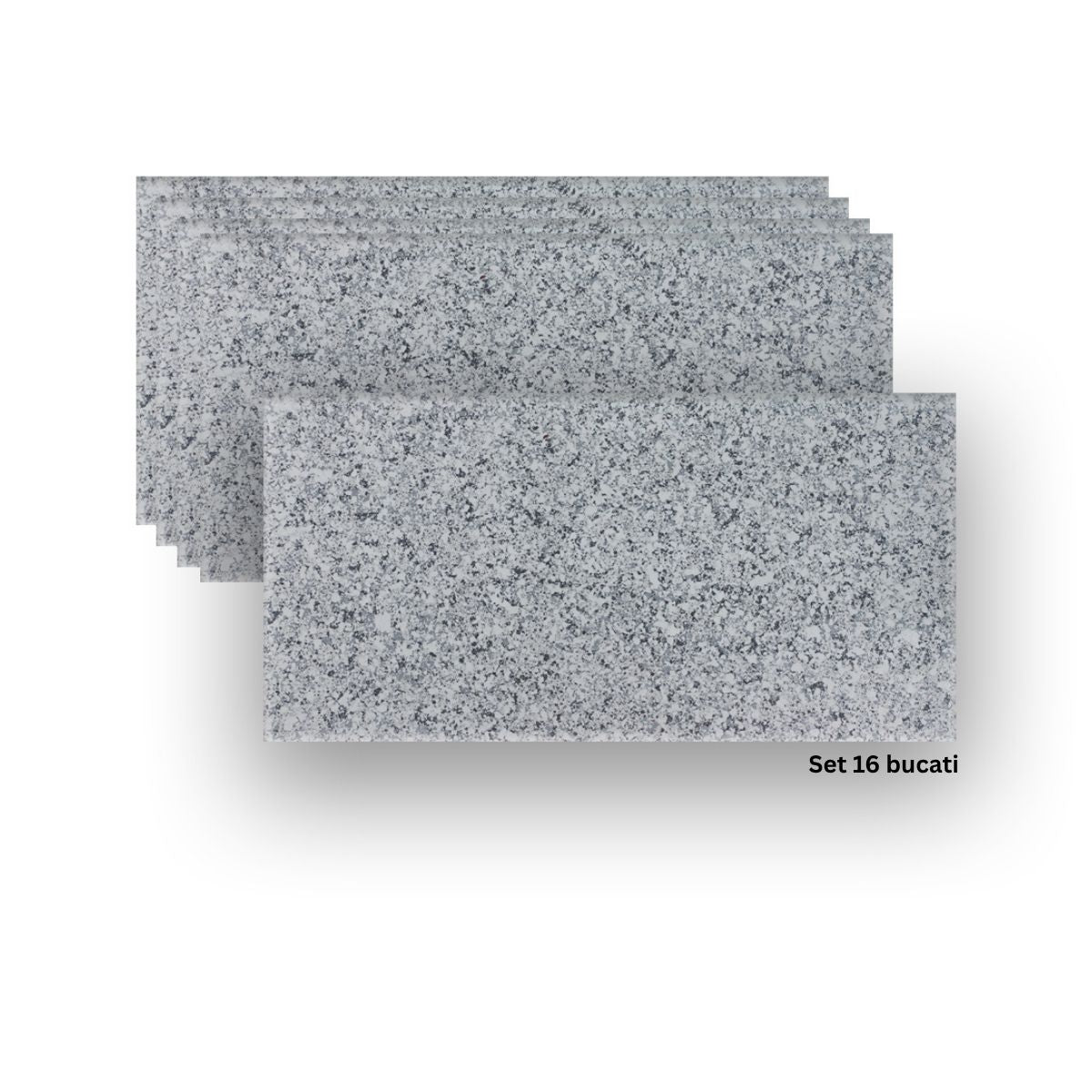 Set 16 panouri decorative din praf de piatra, Naimeed D7353, ignifuge, strat protector ceramic, rezistente la razele UV, 120x60x0.2 cm, gri granit